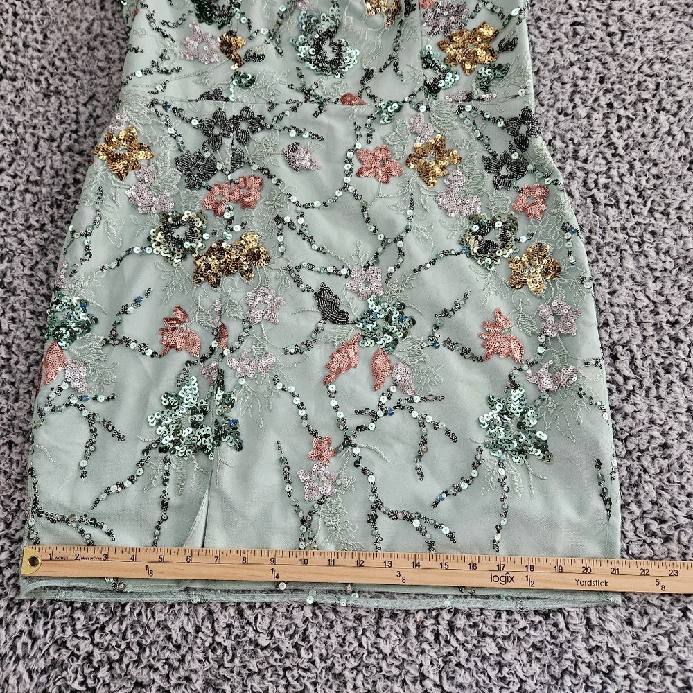 Dress the Population Jillian Mini Dress Sz 12 M L (XXL) Mint Sage Sequined Prom - Picture 12 of 13